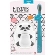 Flipper Hijyenik Fun Animal Saklama Kabı ve Çocuk Diş Fırçası Seti - Panda Figürlü