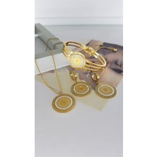 Sones 60 cm singapur zincirli orta kısmı sabit Çelik Takı Seti| Sns50182 Hediye Anneye 