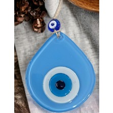 Mixperi Orta Boy Mavi Damla Desen Nazar Boncuklu Duvar Dekoru Cam Duvar Süsü