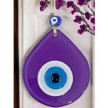 Mixperi Orta Boy Mor Damla Desen Nazar Boncuklu Duvar Dekoru Cam Duvar Süsü