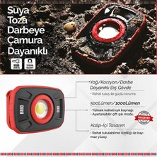 Brio Usb Şarjlı Suya ve Darbeye Dayanıklı, Ayarlanabilir Işıklı, Mıknatıslı, Askılı, Led Fener, Led Lamba 1000 Lümen Güçlü Işık Tamirci Feneri