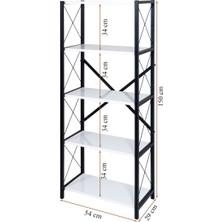 Rmd Shop London 5 Raflı Metal Ayaklı Dekoratif Kitaplık