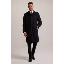 Ysf Erkek Siyah Regular Fit Gabardin Pardesü