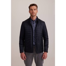 Ysf Erkek Lacivert Regular Fit Kışlık Spor Gizli Kapüşon Mont