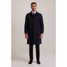 Ysf Erkek Lacivert Regular Fit Gabardin Pardesü