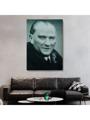 Atatürk Portre Tablosu Mustafa Kemal Atatürk Dikdörtgen Dekoratif Kanvas Duvar Tablosu-Cg-57