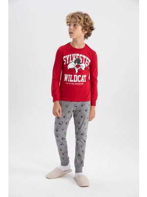 DeFacto Erkek Çocuk Looney Tunes Uzun Kollu Pijama Takımı B2641A823AU