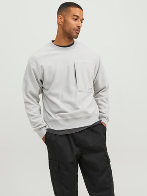 Jack & Jones Jcolab Erkek Gri Sweatshirt 12241523-Grey