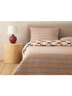 English Home Timeline Dijital Baskılı Soft Cotton Çift Kişilik Nevresim Seti 200X220 cm Terracotta