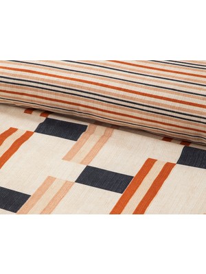 English Home Timeline Dijital Baskılı Soft Cotton Çift Kişilik Nevresim Seti 200X220 cm Terracotta