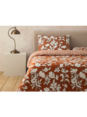 English Home Grandiflora Dijital Baskılı Soft Cotton King Size Nevresim Seti 240X220 cm Terracotta