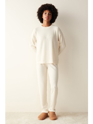 Lilah Waffle Açık Renk Bej Pantolon Pijama Altı