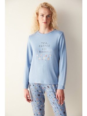 Penti Coffee Termal Mavi Pijama Takımı