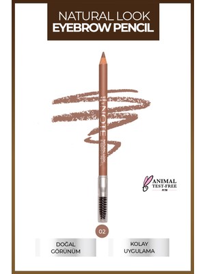 Natural Eyebrow Pencil Waterproof Çift Taraflı Suya Dayanıklı Kaş Kalemi 02 Light Brown - Açık Kahve