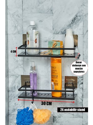 VIP Gross 2 Li Metal Yapışkanlı Banyo Rafı Organizer (30CM x 10CM