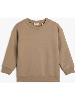 Koton Basic Sweatshirt Uzun Kollu Bisiklet Yaka Şardonlu