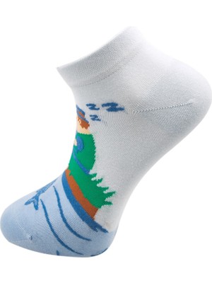 Cozzy Socks Balıkçı Desenli Mavi Renkli Patik Çorap