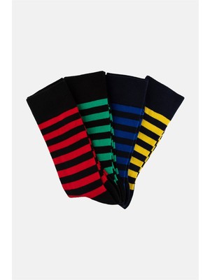 Cozzy Socks 4'lü Renkli Şerit Çorap