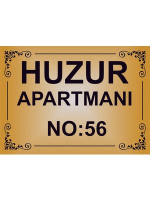 Yüksel 34 Apartman Kapısı Isimliği ,simli Gold Renkli Aliminyum Levha