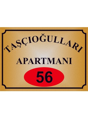 Yüksel 34 Apartman Kapısı Isimliği ,simli Gold Renkli Aliminyum Levha