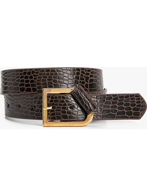 Koton Kemer Kroko Deri Görünümlü Metal Tokalı