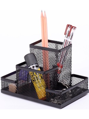 Kraf 4 Lü Siyah Perfore Masa Seti 411G Kullanışlı Ölçülerle Ofis Düzenleyici