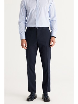 ALTINYILDIZ CLASSICS Erkek Lacivert Comfort Fit Rahat Kesim Beli Lastikli Desenli Esnek Pantolon