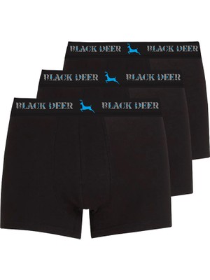 Black Deer Exclusive 3 Adet Erkek Pamuklu Esnek Boxer Siyah