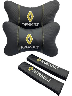 Dream Renault Nakışlı,deri Oto Boyun Yastığı&emniyet Kemer Pedi Set 2'li