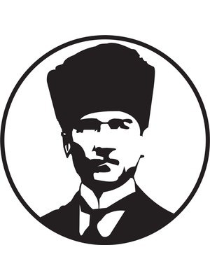 İglii Atatürk Portre Siyah Duvar Metal Tablo, Ev Ofis Tablosu, Atatürk Tablosu