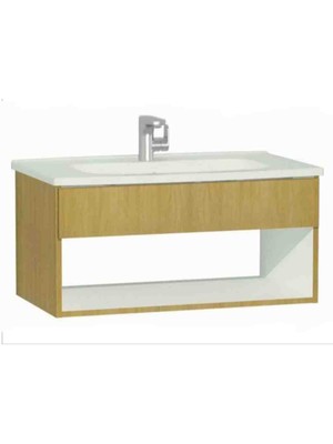 Vitra D-Lıght 110 cm Otel Unıt Banyo Lavabo Dolabı - Doğal Meşe Dolap (Lavabo Dahildir) - 58147