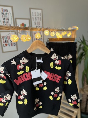 Yazekids Siyah Mickey Çocuk Eşofman Takımı