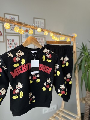 Yazekids Siyah Mickey Çocuk Eşofman Takımı