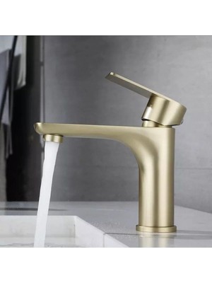 İsaoğlu Mat Gold Lavabo Bataryası Mat Gold Lavabo Musluğu Mat Altın Batarya Kare Modern Tasarım