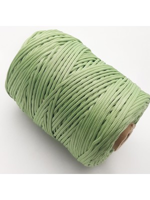 Be Beauty Çağla Yeşili Renkte 3 mm Polyester Makrome Zincir Örme Ipi (500 Gr.)