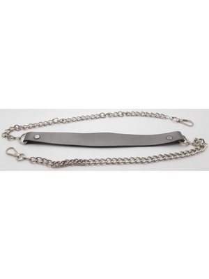 Be Beauty Gri Deri Saplı Gümüş Renk Zincirli 1 mt Çanta Sapı