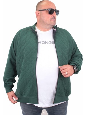 Moc Grande Diamond 23281 Büyük Beden Fermuarlı Hırka Uzun Kol Günlük Stil %50 Pamuk %50 Poly