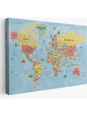 Doğal Tercih Dünya Haritası Tablo Son Derece Detaylı Dekoratif OKYANUSLU-2019