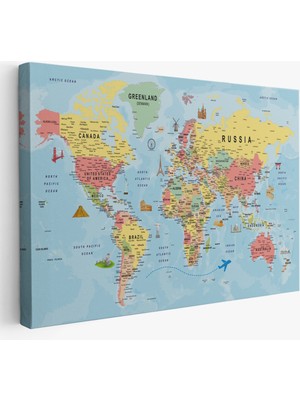 Doğal Tercih Dünya Haritası Tablo Son Derece Detaylı Dekoratif OKYANUSLU-2019