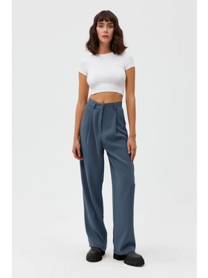 Açelya Okcu Yüksek Bel Wed Leg Palazzo Dokuma Kadın Pantolon