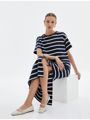 Koton Midi Etek Yırtmaç Detaylı Normal Lastikli Bel Pamuklu