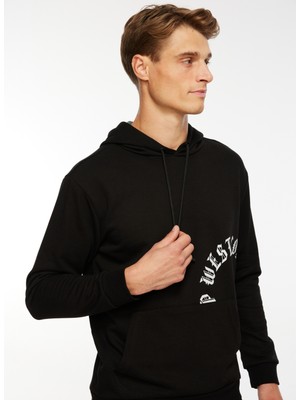 People By Fabrika Kapüşon Yaka Baskılı Siyah Erkek Sweatshırt Spbf3Wm-Swt5018