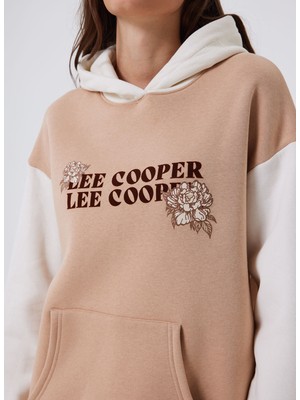 Lee Cooper Kapüşon Yaka Beyaz - Bej Kadın Sweatshırt 241 Lcf 241011 Jenny