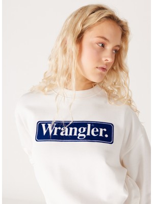 Wrangler Bisiklet Yaka Beyaz Kadın Sweatshırt W6V0Iqw02