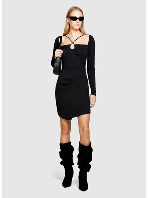 Sisley Yüksek Bel Siyah Kadın Mini Etek 4RA0L001F