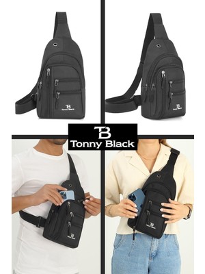 Tonny Black  Kulaklık USB Çıkışlı Çok Fonksiyonlu Çanta Çapraz Askılı Günlük ve Çok Gözlü Bölmeli Free Body Bag Spor Göğüs Bel ve Omuz Çantası Bodybag 079