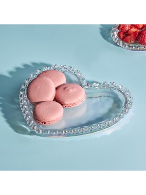 Karaca Cam Servis Tabağı 18 cm Kalp Desenli Şık Sofra ve Sunum İçin Dekoratif Tasarım