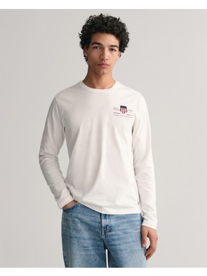 Gant Erkek Beyaz Regular Fit Bisiklet Yaka Logolu T-Shirt 2004058.110