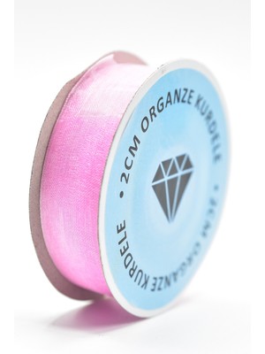 E Elmas  Pembe Organze 3 cm 20metre