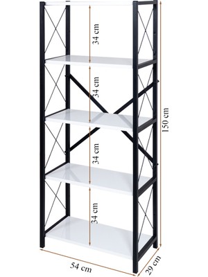 Rmd Shop London 5 Raflı Metal Ayaklı Dekoratif Kitaplık